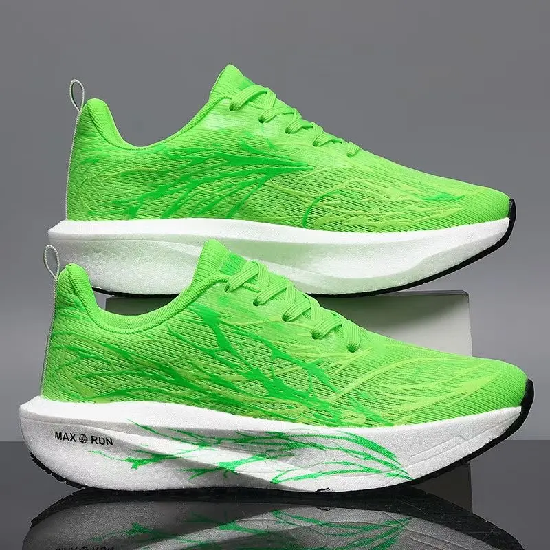 Green sports running shoe model 26-169 side view